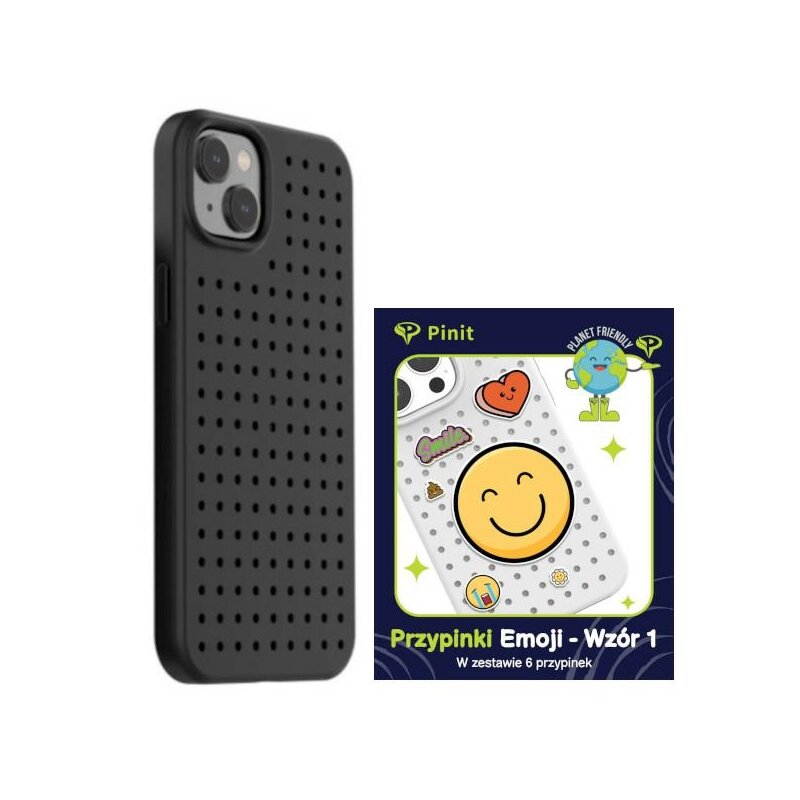 Etui PINIT Pinit Dynamic do Apple iPhone 14 Plus Czarny + Pinit Emoji Pin (Wzór 1)