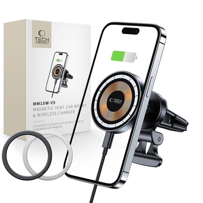 Uchwyt na telefon TECH-PROTECT MM15W-V5 MagSafe Vent Charger 15W Czarny