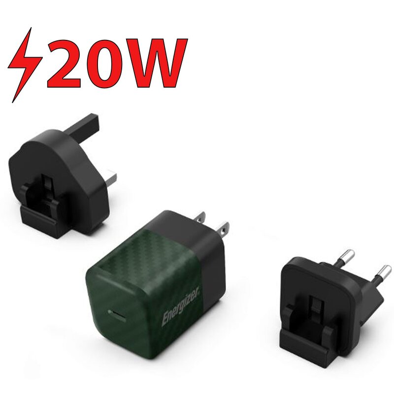 Ładowarka sieciowa ENERGIZER Ultimate Multiplug GaN 20W PD Zielony