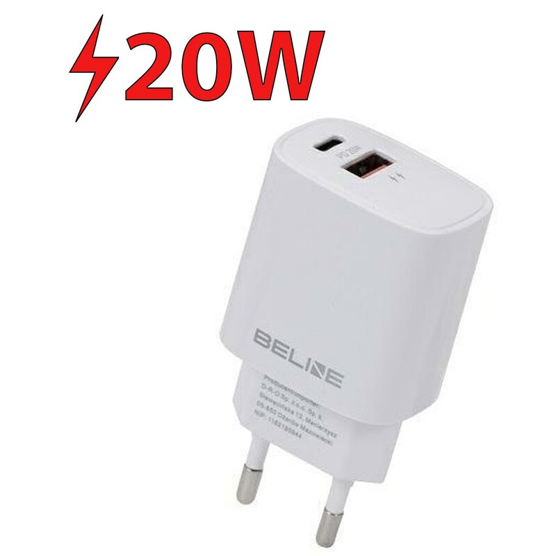 Ładowarka sieciowa BELINE BLN2CW20 20W Biały ładowarka do telefonu USB, USB-C