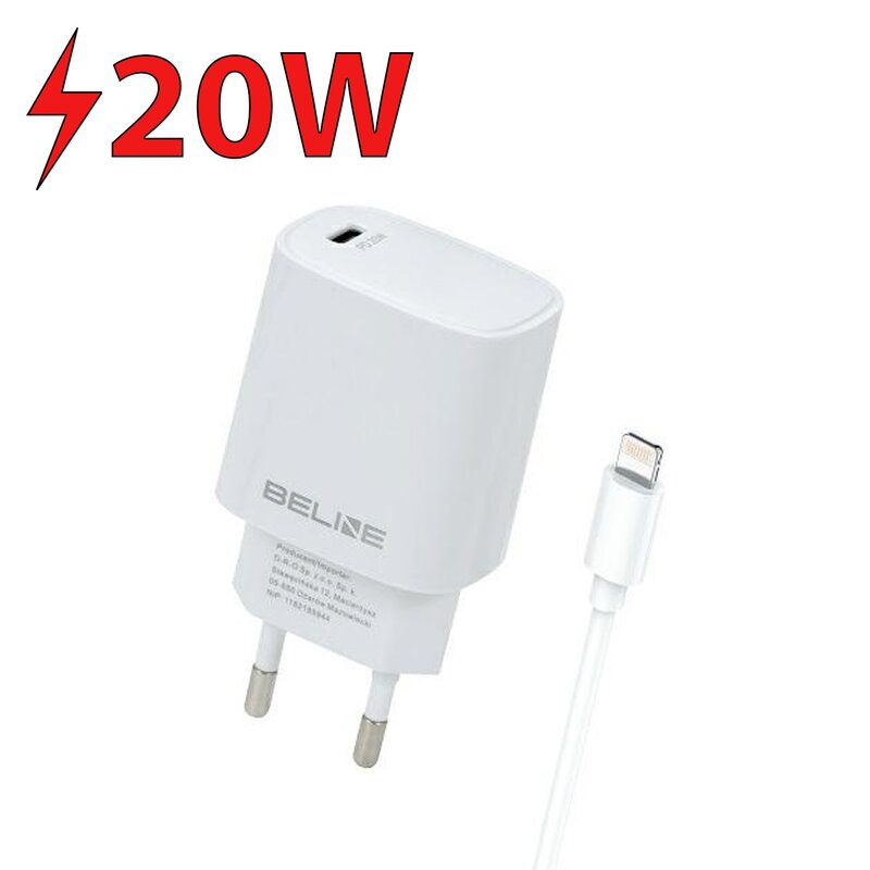 Ładowarka sieciowa BELINE BLNCW20L 20W Biały ładowarka do telefonu USB-C + kabel
