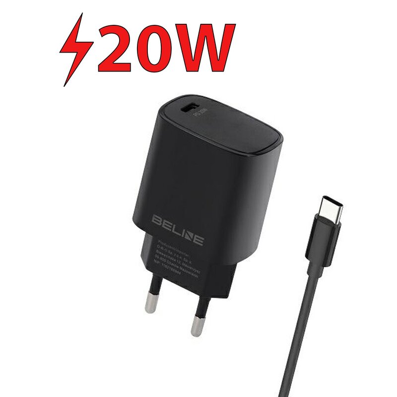 Ładowarka sieciowa BELINE BLNCB20C 20W Czarny ładowarka do telefonu USB-C + kabel