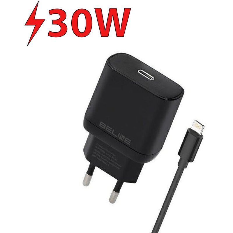 Ładowarka sieciowa BELINE BLNCB30L GaN 30W Czarny ładowarka do telefonu USB-C + kabel