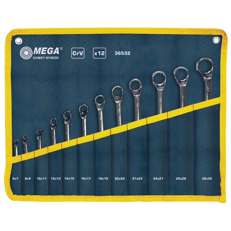 Zestaw kluczy oczkowych odgiętych MEGA 36532 (12 elementów)