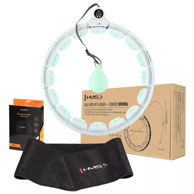 Hula hop HMS HHW06 Zielony + pas wyszczuplający BR163 Czarny