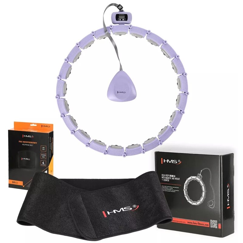 Hula hop HMS HHM14 Fioletowy + pas wyszczuplający BR163 Czarny
