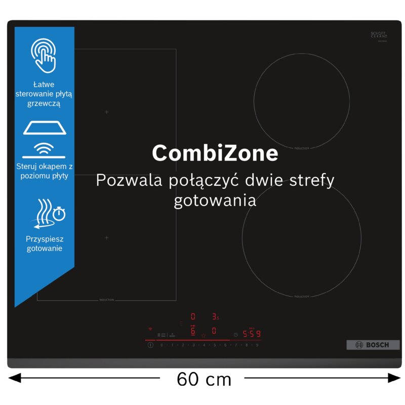 Płyta indukcyjna BOSCH PVS63RHB1E sterowanie przez aplikacje HomeConnect