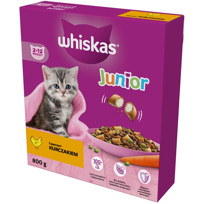 Karma dla kota WHISKAS Junior Kurczak 800 g
