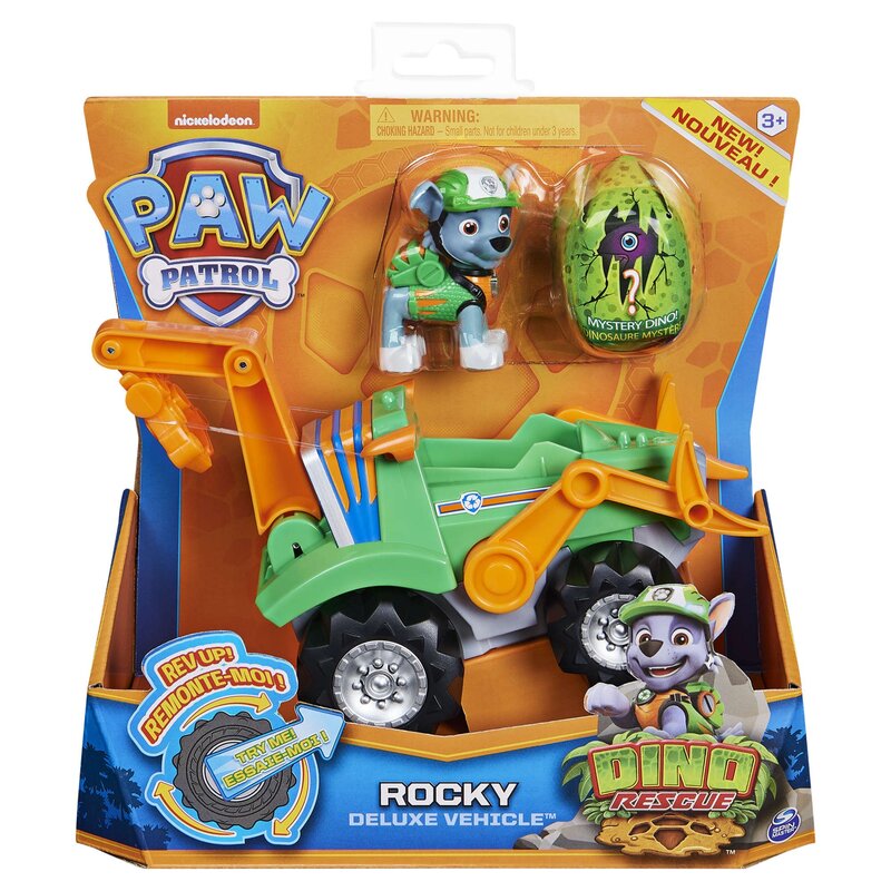 Pojazd SPIN MASTER Psi Patrol: Rocky Deluxe Dino Rescue + figurka