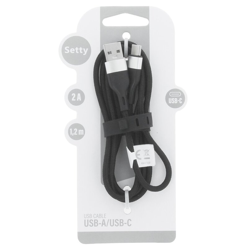 Kabel USB - USB-C SETTY KNA-C-1.221 2A 1.2 m Czarny