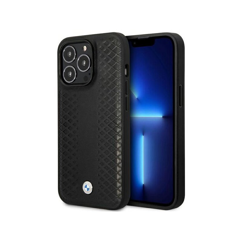 Etui BMW Leather Diamond do Apple iPhone 14 Pro Czarny