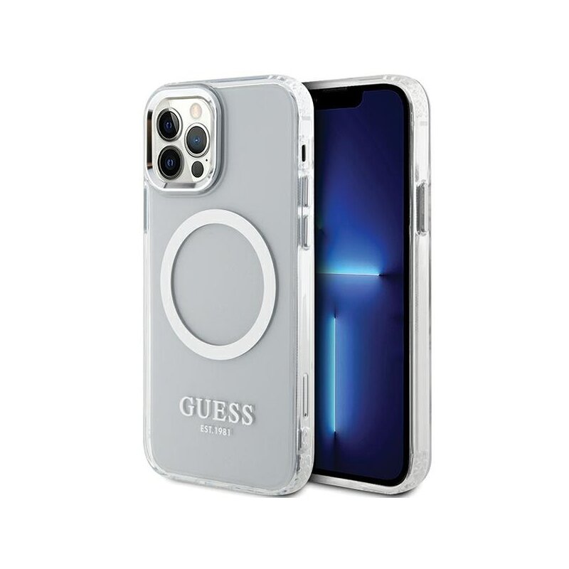 Etui GUESS Metal Outline do Apple iPhone 12/12 Pro Srebrny