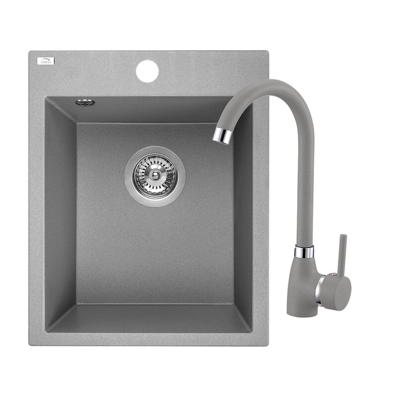 Zlewozmywak jednokomorowy LAVEO Chichi SBHA510T Szary 48x39 + bateria