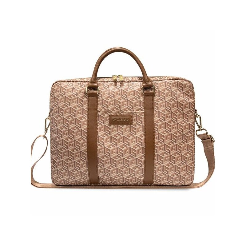 Torba na laptopa GUESS GCube Stripes 16 cali Brązowy