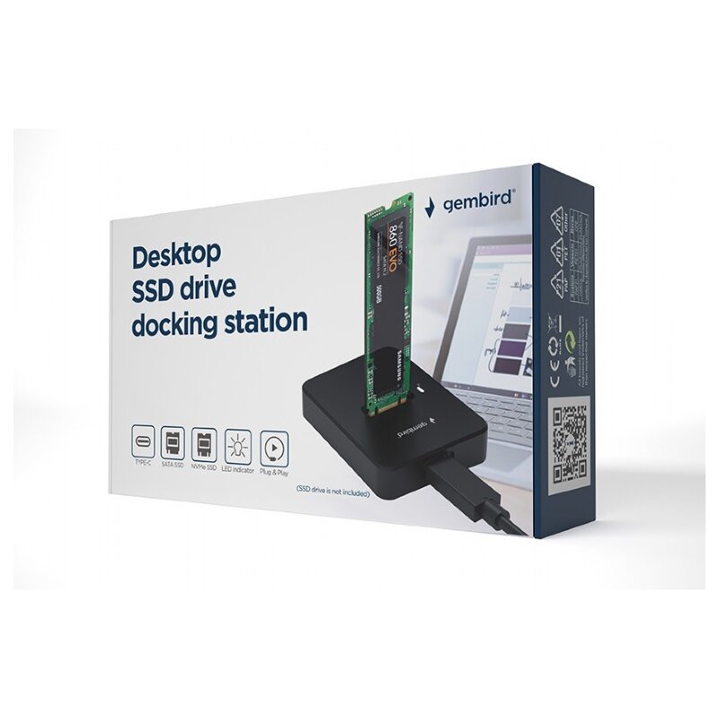 GEMBIRD STACJA DOKUJĄCA M.2 SATA I NVME SSD CZARNA