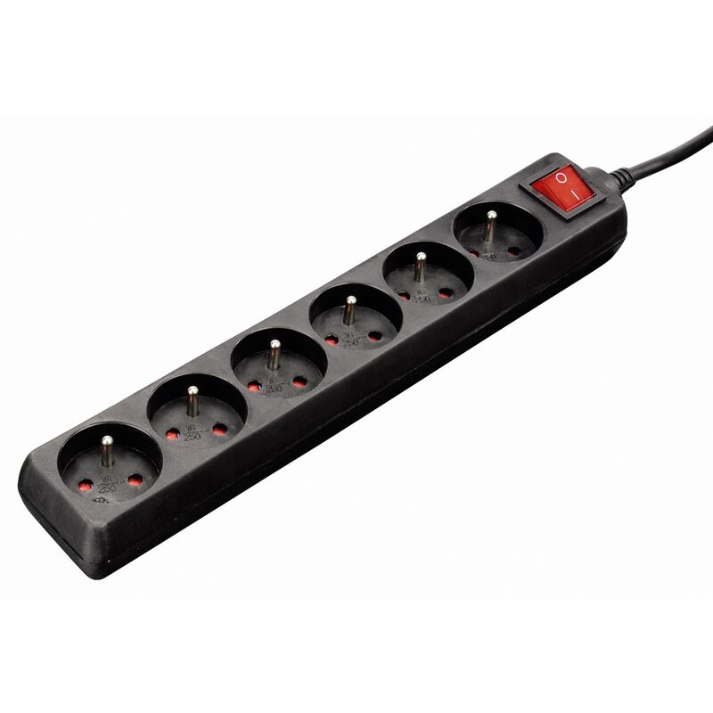 Hama P2223746 Standard 6 gniazd 1,5m Czarny