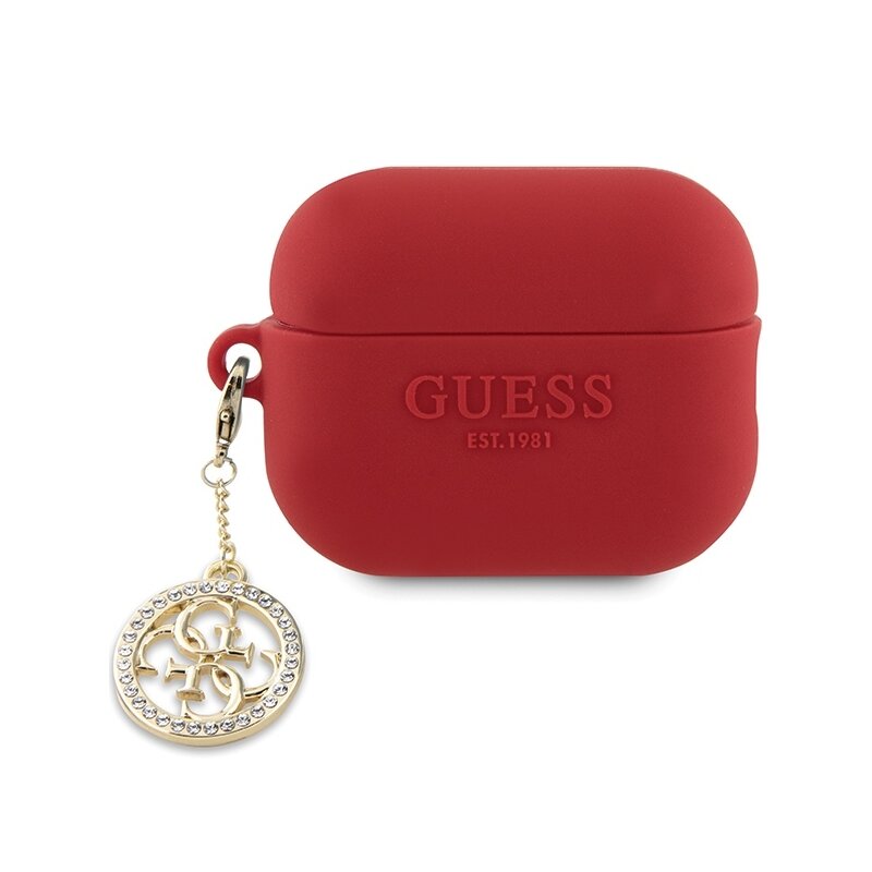 Etui GUESS 3D Rubber 4G Diamond Charm do Apple AirPods Pro 2 gen Czerwony