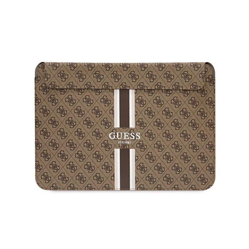 Etui na laptopa GUESS Sleeve 4G Printed Stripes 16 cali Brązowy
