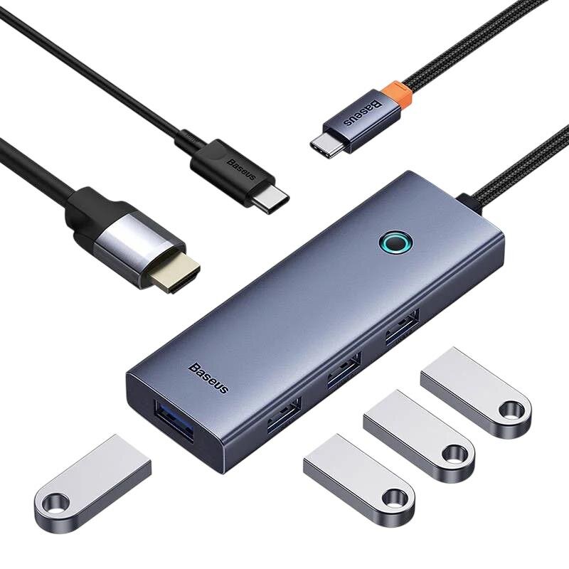 Adapter Hub USB-C 6W1 Baseus B00052807813-01 4X USB 3.0 + HDMI + USB-C Pd