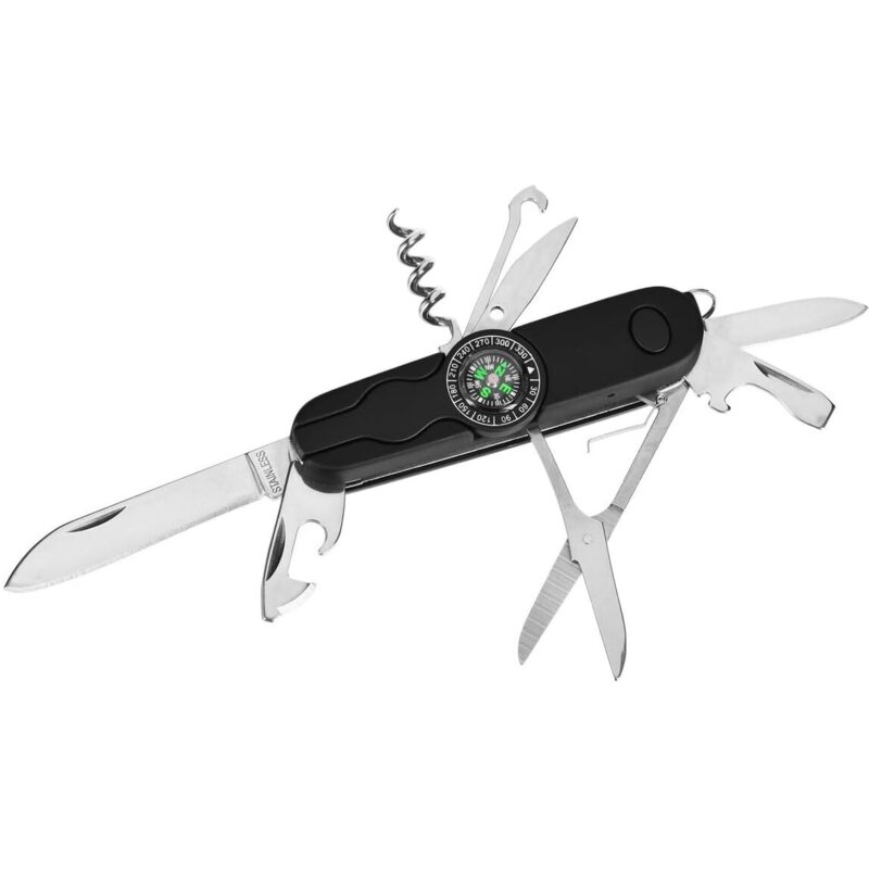 Scyzoryk AZYMUT Izeron - 13 narzędzi + kabura, 90 mm czarny (HK20017-8BL)