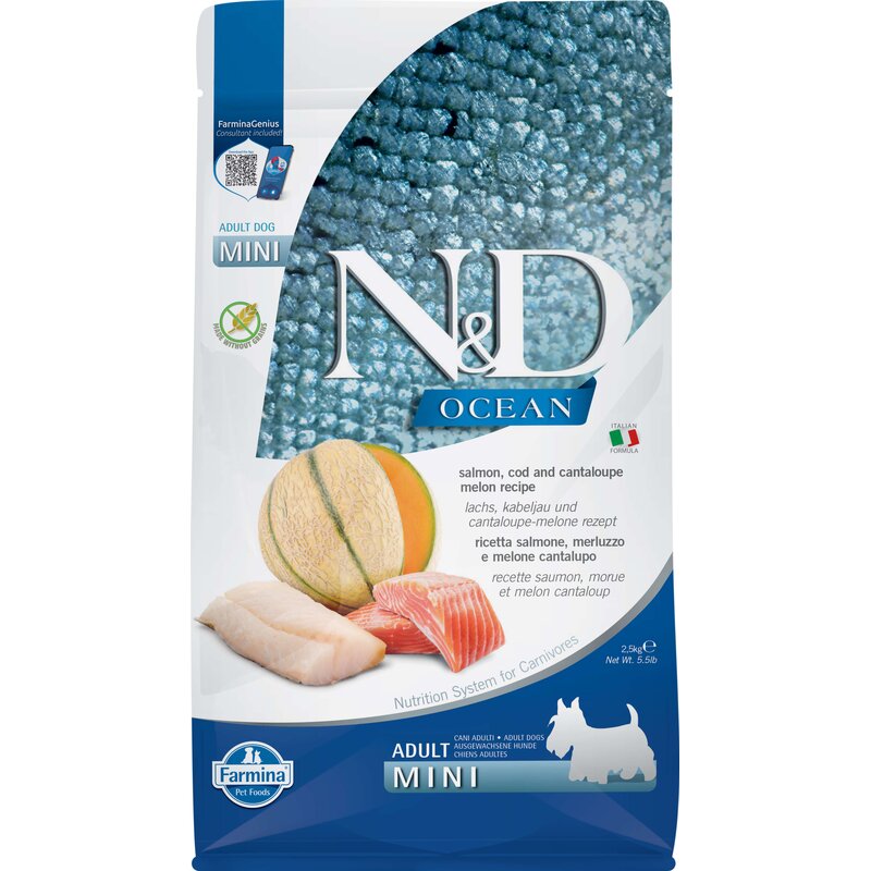 FARMINA N&D Ocean Dog Salmon, Cod&Cantaloupe - sucha karma dla psa - 2,5 kg