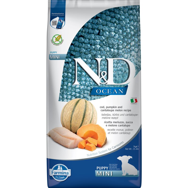 Karma dla psa FARMINA N&D Ocean Dorsz z dynią i melonem kantalupa Puppy Mini 7 kg