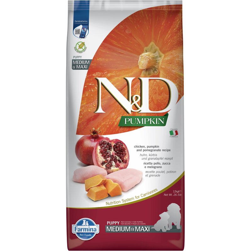 Karma dla psa FARMINA N&D Pumpkin Puppy Medium & Maxi Kurczak z dynią i owocem granatu 12 kg