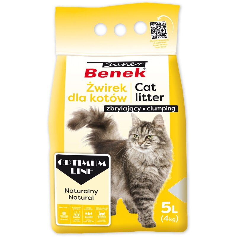 Żwirek dla kota SUPER BENEK Optimum Naturalny 5 L