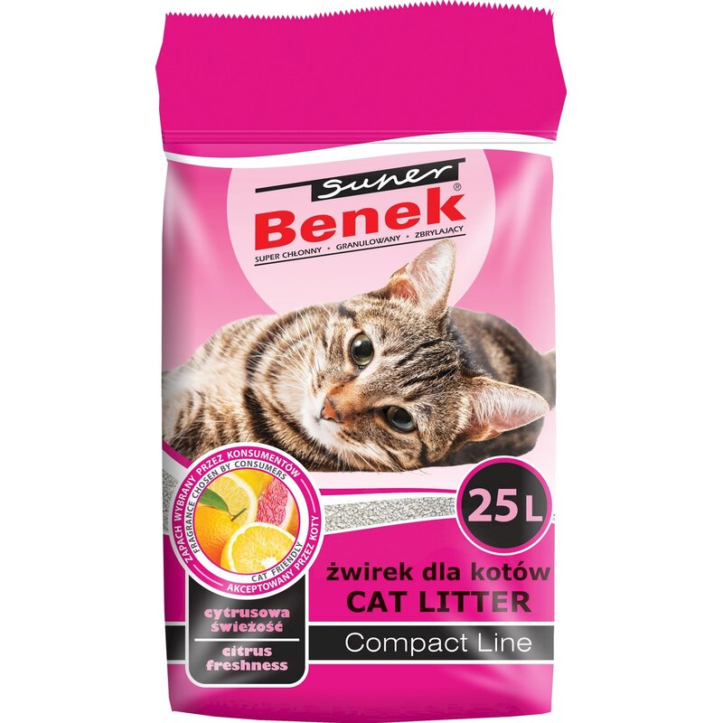 Żwirek dla kota SUPER BENEK Compact Cytrusowa świeżość 19930 25 L