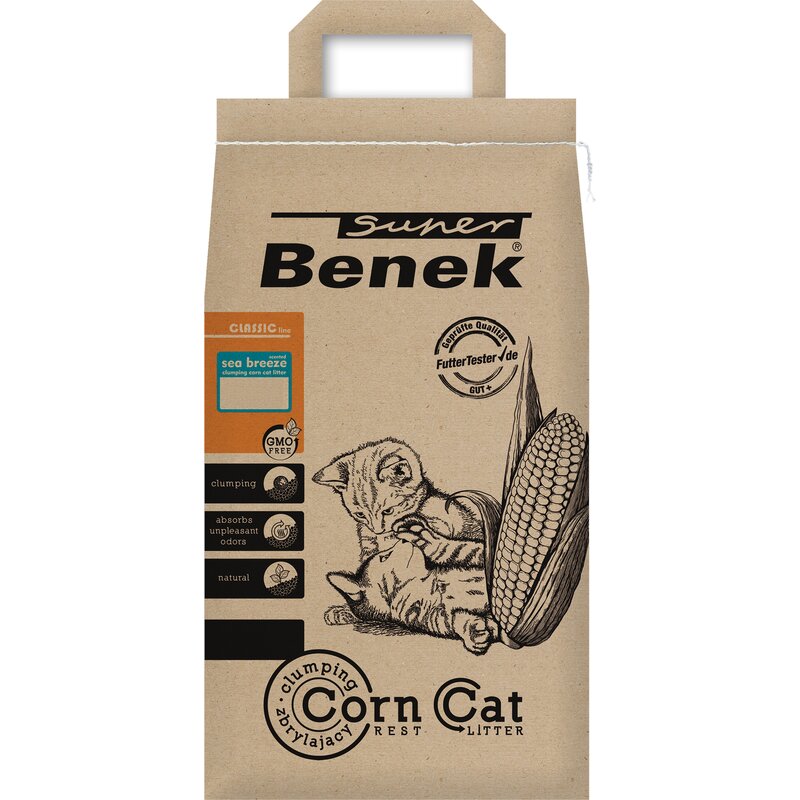 Żwirek dla kota SUPER BENEK Corn Cat Classic Bryza Morska 14 L