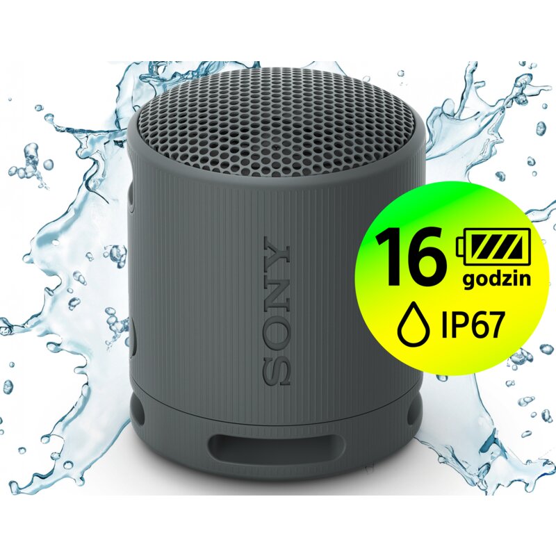 Głośnik mobilny SONY SRS-XB100 Bateria 16 godz. IP67, Sound Diffusion Procesor, Aplikacja Sony Music Center, Czarny
