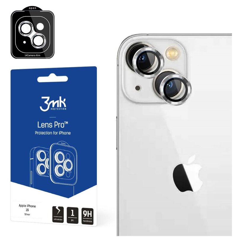 3mk Lens Protection Pro Silver do iPhone 15