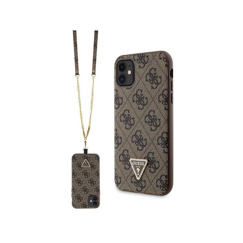 Etui GUESS Crossbody 4G Metal Logo do Apple iPhone 11/Xr Brązowy