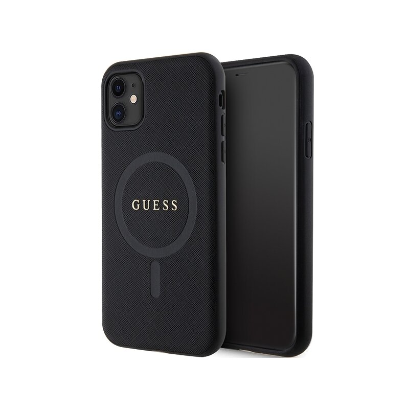 Etui GUESS Saffiano MagSafe do Apple iPhone 11/Xr Czarny