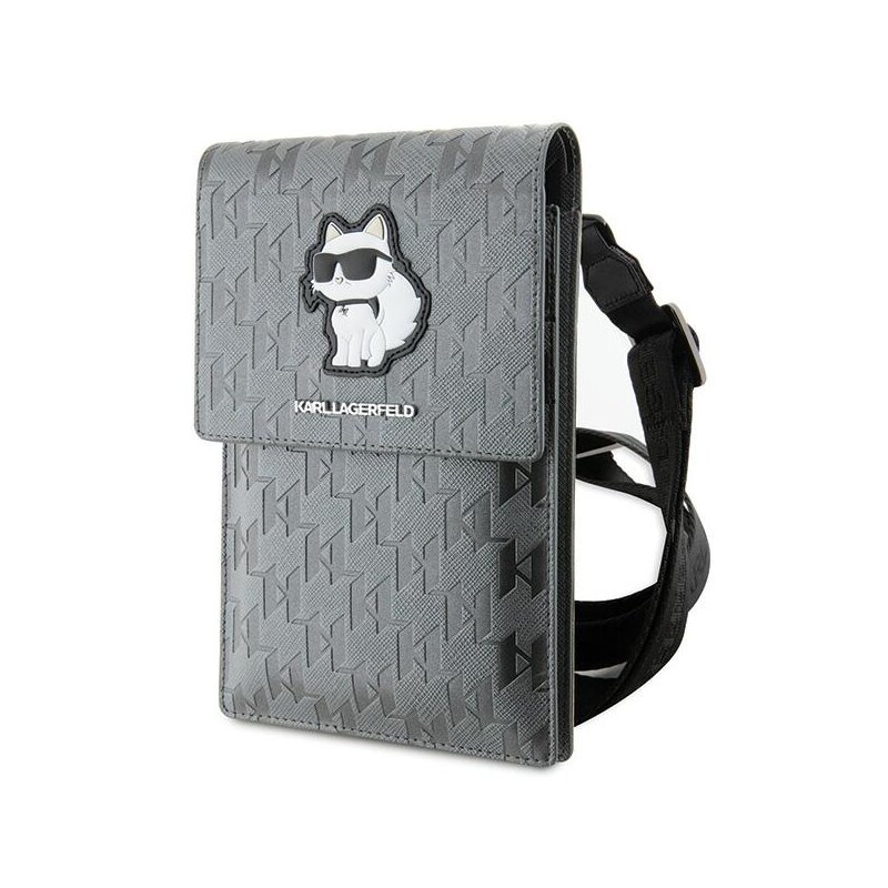 Etui KARL LAGERFELD Saffiano Monogram Choupette Srebrny