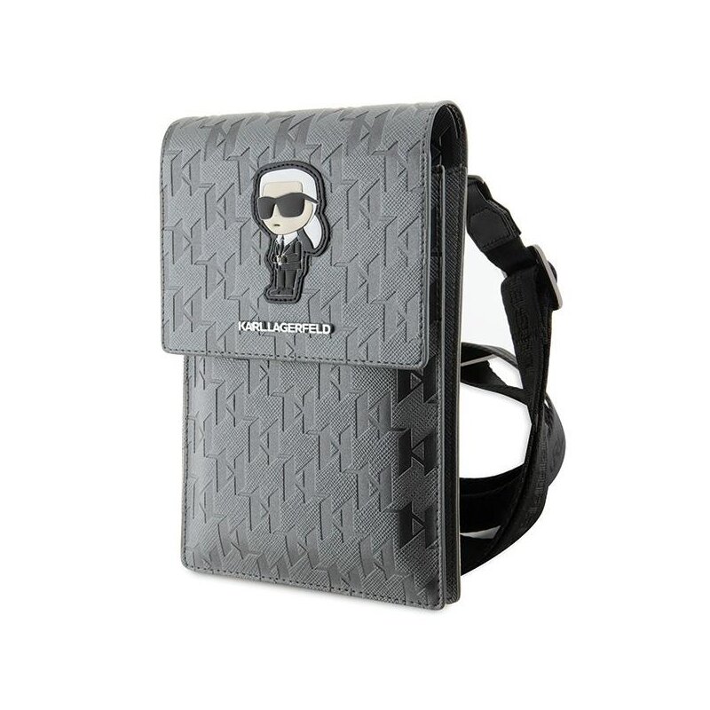 Etui KARL LAGERFELD Saffiano Monogram Ikonik Srebrny