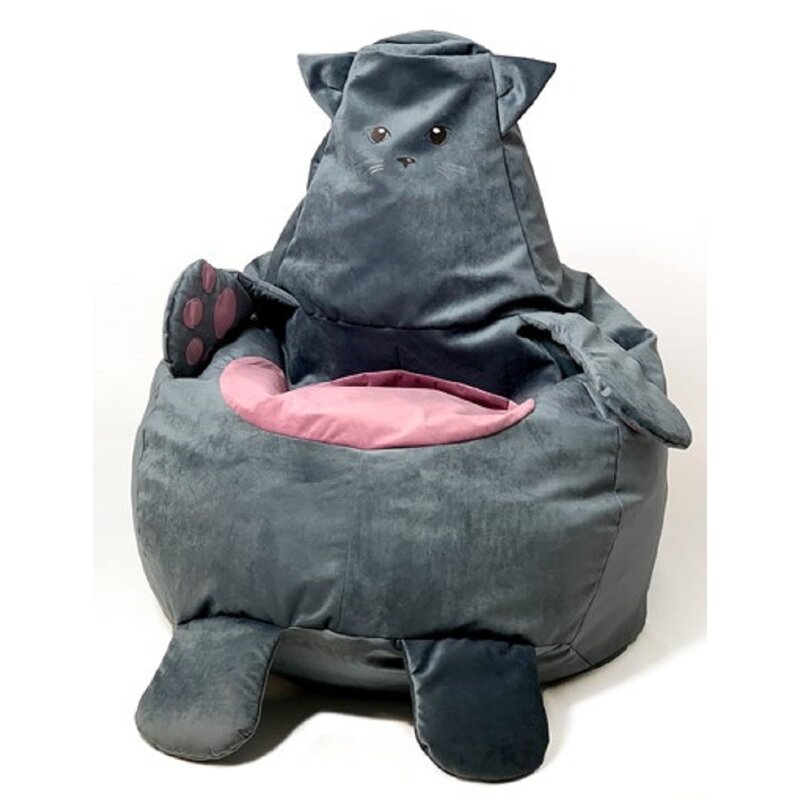 Pufa worek GO GIFT Kotek L Szary 105 x 80 cm