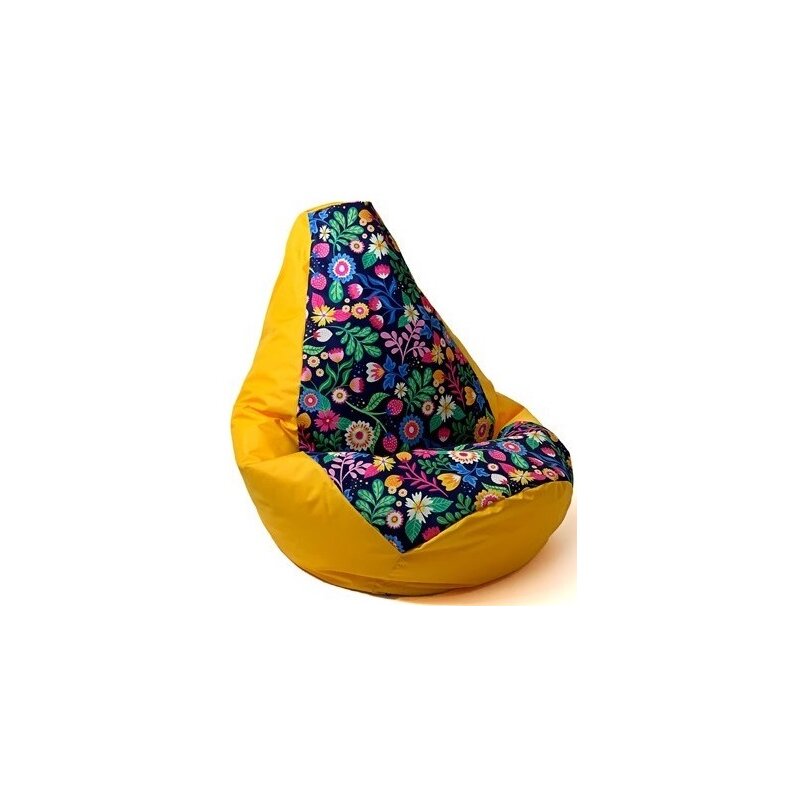 Pufa worek GO GIFT Grusza L Druk Kwiat Żółty 105 x 80 cm