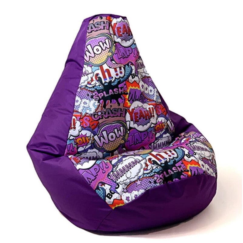 Pufa worek GO GIFT Grusza XXL Druk Wow Fioletowy 140 x 100 cm