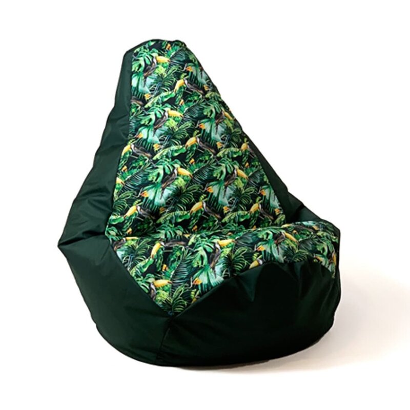 Pufa worek GO GIFT Grusza XXL Druk Papuga Czarno-zielony 140 x 100 cm