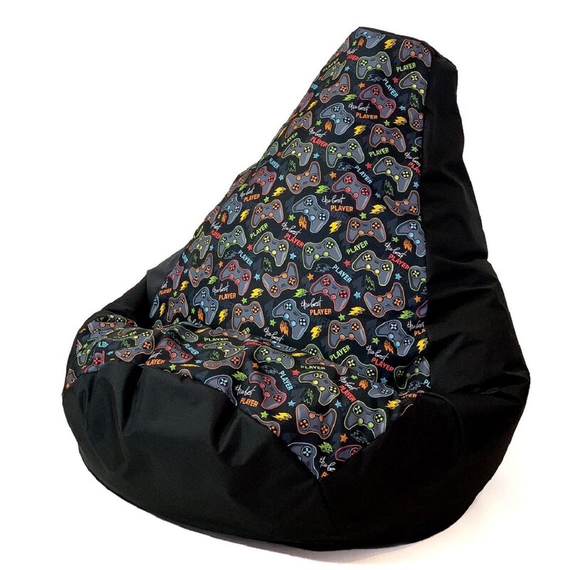 Pufa worek GO GIFT Grusza XL Druk Pad Player Czarny 130 x 90 cm