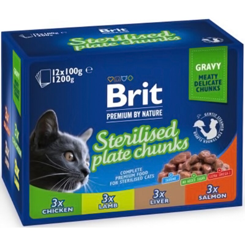 BRIT Premium Cat Sterilised Plate - mokra karma dla kota - 12x100 g