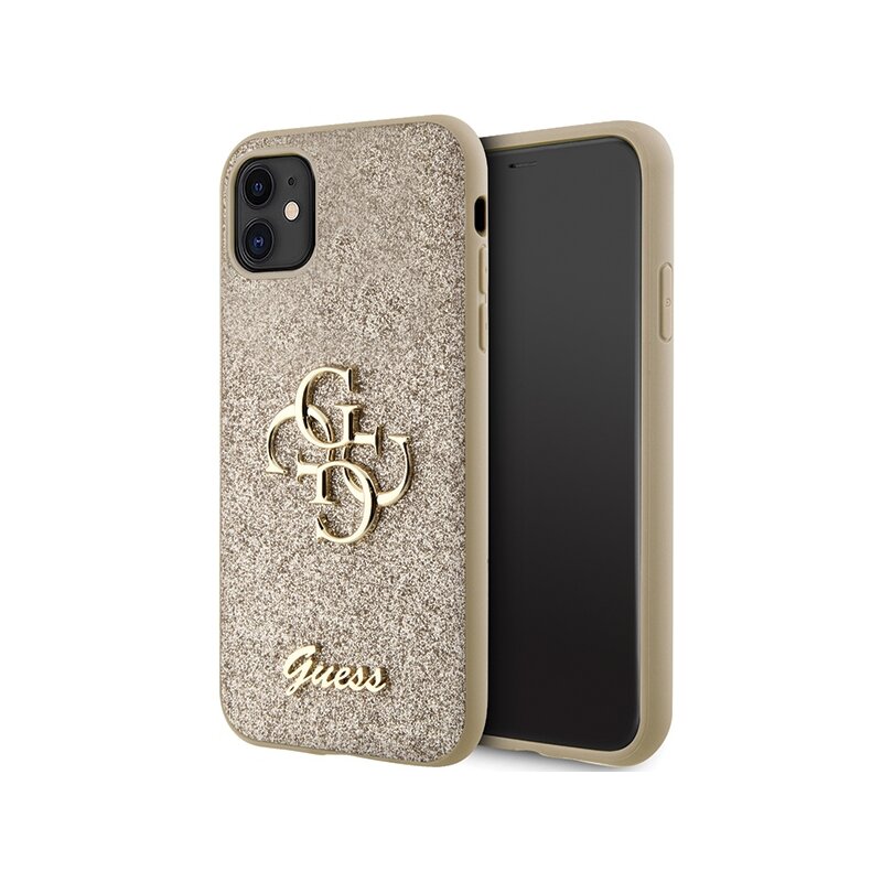 Etui GUESS Glitter Script Big 4G do Apple iPhone 11/Xr Złoty