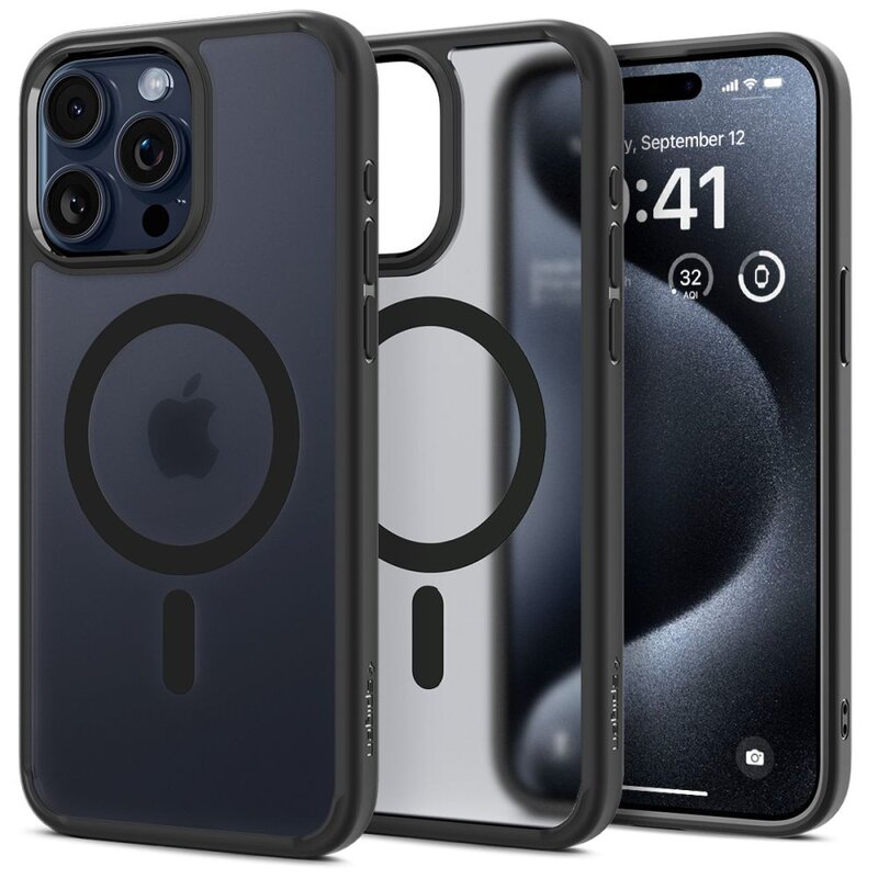 Etui SPIGEN Ultra Hybrid Mag Magsafe do Apple iPhone 15 Pro Czarny Matowy