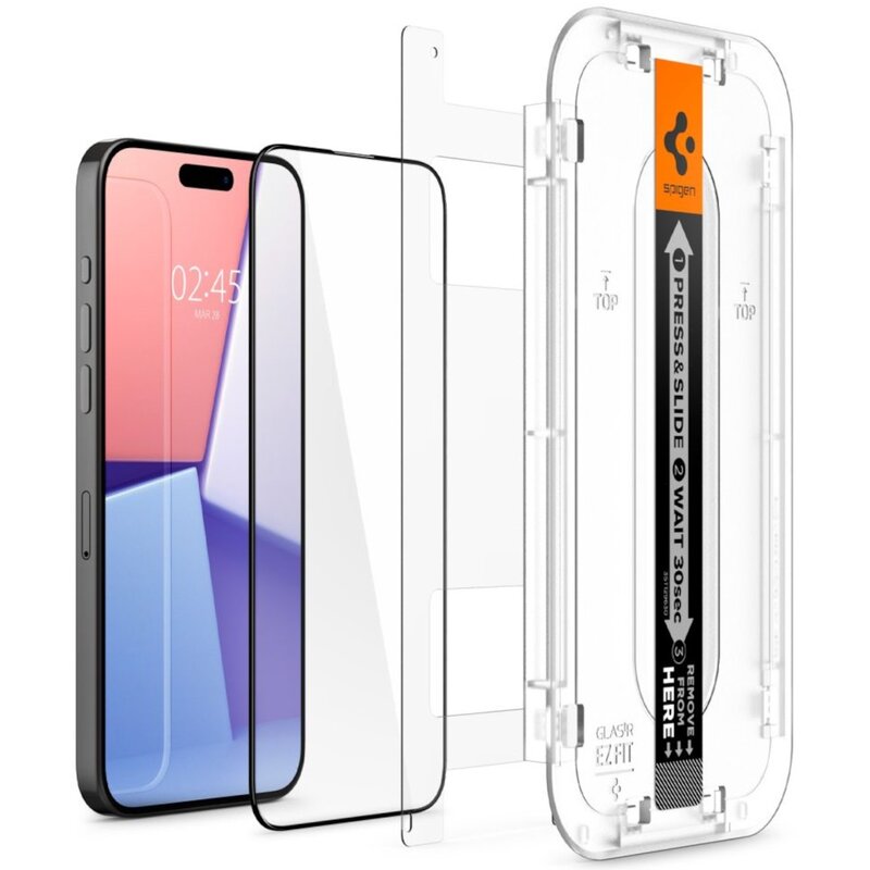 Spigen z aplikatorem Glas.tR EZ Fit FC do iPhone 15 Pro - 2 pack