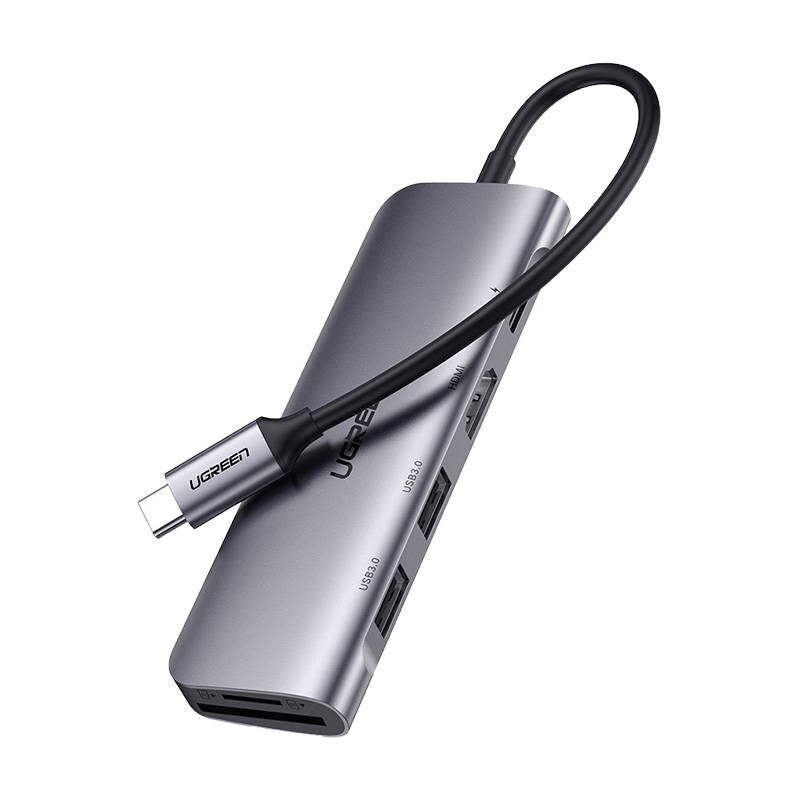 UGREEN CM195 USB-C do HDMI 2x USB-A 3.0 SD/TF PD Szary
