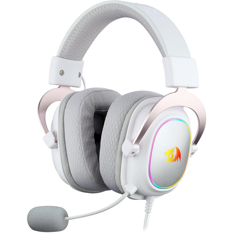 Słuchawki REDRAGON H510W Zeus-X RGB Nauszne, Dźwięk przestrzenny Biało-różowy