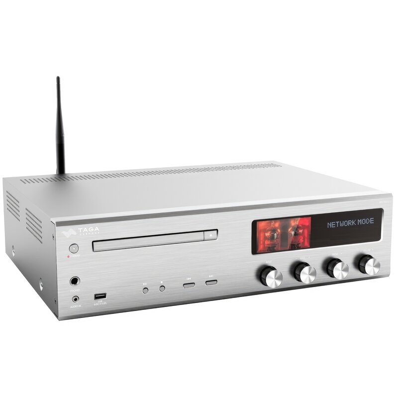 Amplituner Stereo TAGA HARMONY HTR-1500CD Srebrny,  Odtw.CD, Wi-Fi, Bluetooth, DLNA, UPNP, Spotify, Tuner FM/DAB+