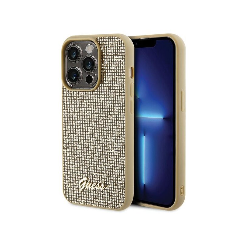 Etui GUESS Disco Metal Script do Apple iPhone 15 Pro Złoty
