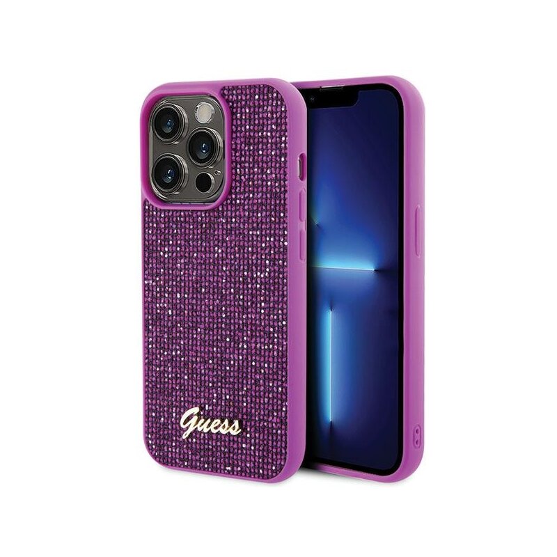 Etui GUESS Disco Metal Script do Apple iPhone 15 Pro Fuksja